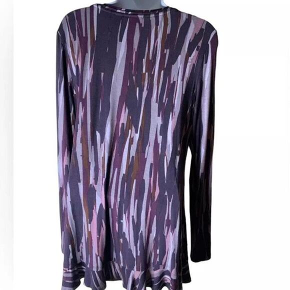 LOGO Lori Goldstein Liquid Knit Tunic Top Womens Sz Small Drop Pocket Multicolor - Picture 2 of 8